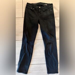 J.Crew Toothpick Skinny Jeans Black Distressed Knees Size 26